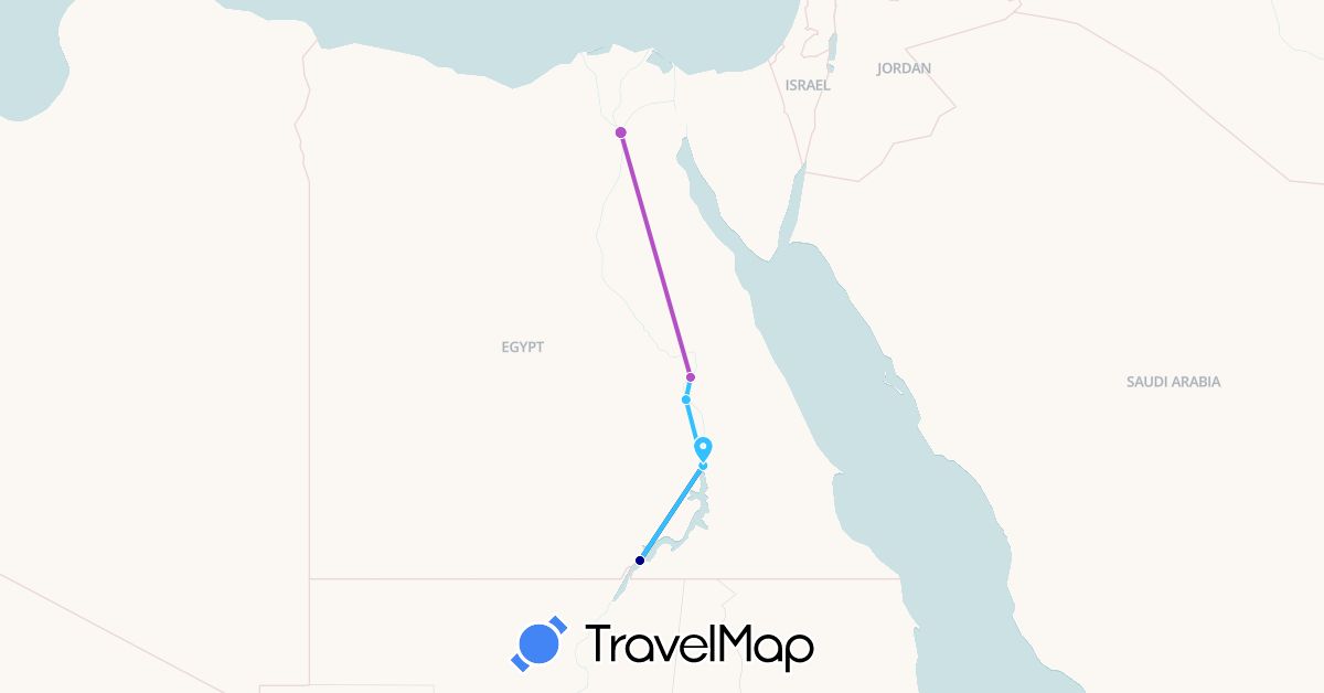 TravelMap itinerary: driving, train, boat in Egypt (Africa)